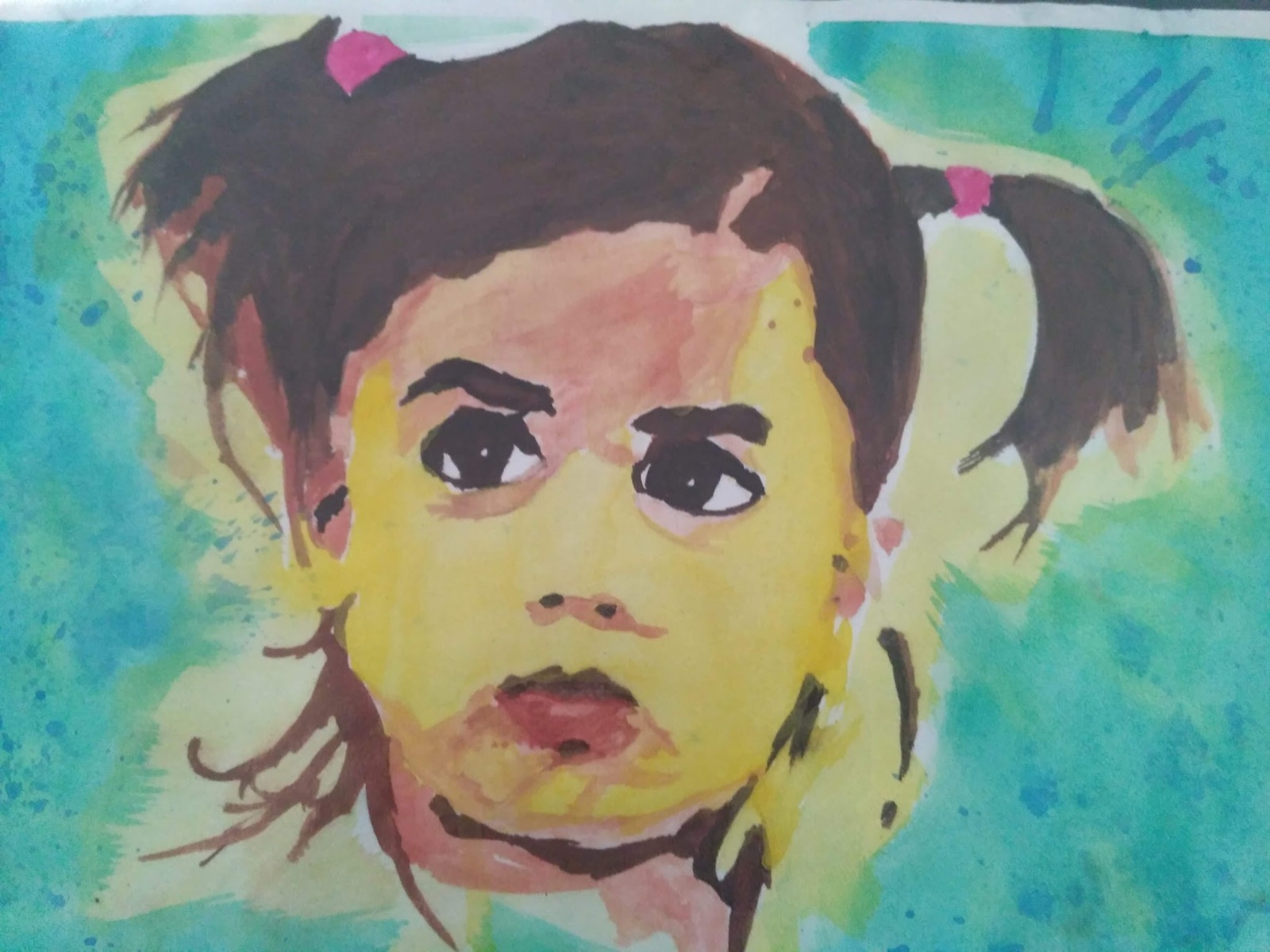 Painted portrait of a child